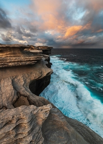 Seascape sunset at the cliff in Sydney Australia 