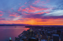 Seattle sunset seen from the Sky View Observatory at Columbia Center