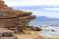 Sediment layers in rock Maria Island Tasmania 