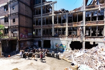 Seems like an epic location for a metal bands video shoot Stumbled across them filming while I was photographing the Packard Automotive Plant in Detroit Video in the comments 