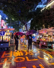 Seoul South Korea on a rainy night
