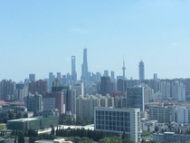 Shanghai skyline as seen from a suburb 