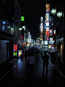 Shinjuku Tokyo on a rainy night