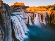 Shoshone Falls all dressed in sunset colors 