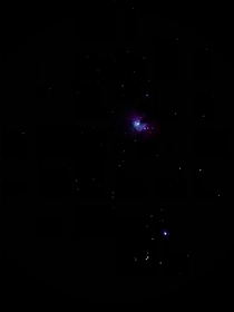 Shoving my phone into the eyepiece and upping the saturation Orion Nebula I lost the charger for my laptop so I had to improvise