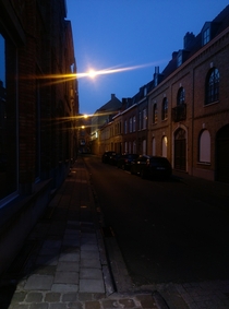 Side street in Ypres at night Belgium