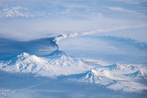 Sideways view from space of the erupting Kliuchevskoi Volcano Russia 
