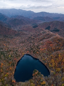 Since so many of you think its shaped more like a butt or ball sack heres the buttball sack shaped Lake Toyonil Japan from the opposite direction 