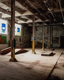 Skatepark inside of abandoned warehouse
