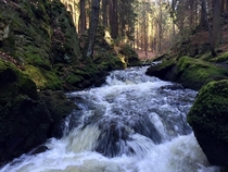 Small waterfall in Iron Mountains Czech Republic 