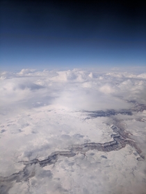 Snow at the Grand Canyon from the air on  