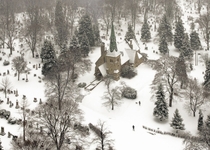Snow coats the grounds of St James Cemetery Toronto  Photographed by Keith Armstrong