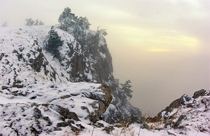 Snow-covered Ai-Petri Crimean Mountains Ukraine 