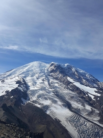 Snow melting from Mount Rainier Washington 