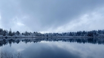 Snow on lake Cassidy Washington State 