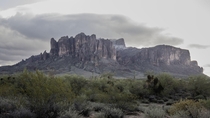 Snow on the Superstition Mountains AZ today 