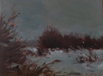 Snowy little oil painting study