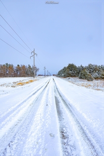 Snowy road in South Dakota OC th November 