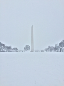 Snowy Washington Monument Washington DC 
