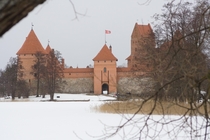 Snowy winter at Trakai castle-island Lithuania