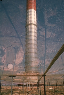 Solar Chimney prototype at Manzanares Spain seen through the polyester roof 