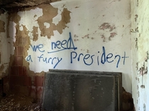 Somepolitical Graffiti in one of an old hospitals rooms