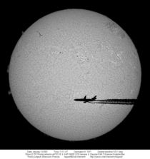 Sometimes good planes come to those who wait Experienced solar photographer Thierry Lagault had noticed planes crossing in front of the Sun from his home in suburban Paris Eventually a jet crossed directly in front of the Sun when his solar imaging equipm