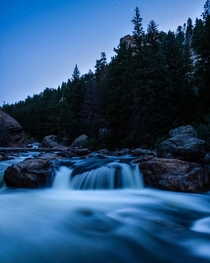 South Boulder Creek in Colorado before sunrise 