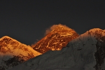 South face of Mt Everest at sunrise photo by Anju Sherpa 