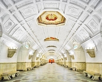 Soviet Era subway station in Moscow Russia