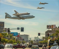 Space Shuttle over LA Sept  
