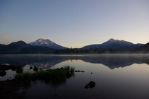 Sparks Lake Sunrise with South Sister and Broken Top Oregon 