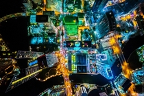 Spectacular night-time aerial shot of Miami Florida 
