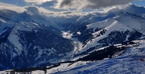 Spectacular snowy peaks of Zillertal Austria 