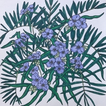 Spiderwort and palm fronds