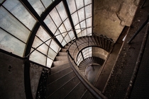 Spiral staircase in an abandoned power plant You might recognize it from the film Underground 
