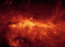Spitzers photo of Milky Ways galactic center in infrared 