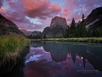 Square Top Mountain reflected in the headwaters of the Green River Wind River Wilderness Wyoming  by Dan Ransom