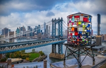 Stained glass water tower in Brooklyn New York