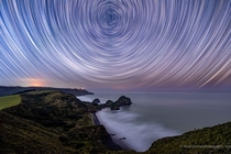 Star trails from Te Henga Auckland NZ 