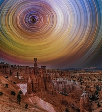 Star trails over Thors Hammer Bryce Canyon Utah