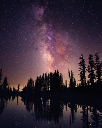starry sky over lake tahoe california