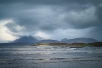 Storm and drama from a secluded coastline on the Isle of Skye Torskavaig Skye Scotland 