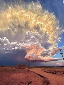 Storm chaser Laura Rowe captured this super cell at sunset in West Texas