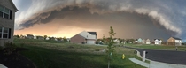 Storm clouds about to devour Hebron Kentucky at sunset