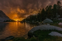 Stormy sunset at Kearsarge Lakes California 