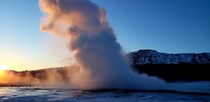 Strokkur The Mighty Geysir at sunset on my recent trip to Iceland 