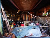 Stumbled across an abandoned house garage had all clothes hanging inside