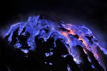 Stunning Electric-Blue Flames Erupt From A Volcano In Indonesia Photo by Olivier Grunewald 