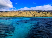 Stunning water color off the Southern coast of Molokai Hawaii 